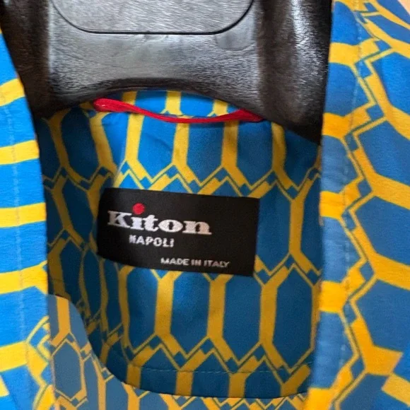 Kiton Blue and Yellow Patterned Jacket - Picture 4 of 6